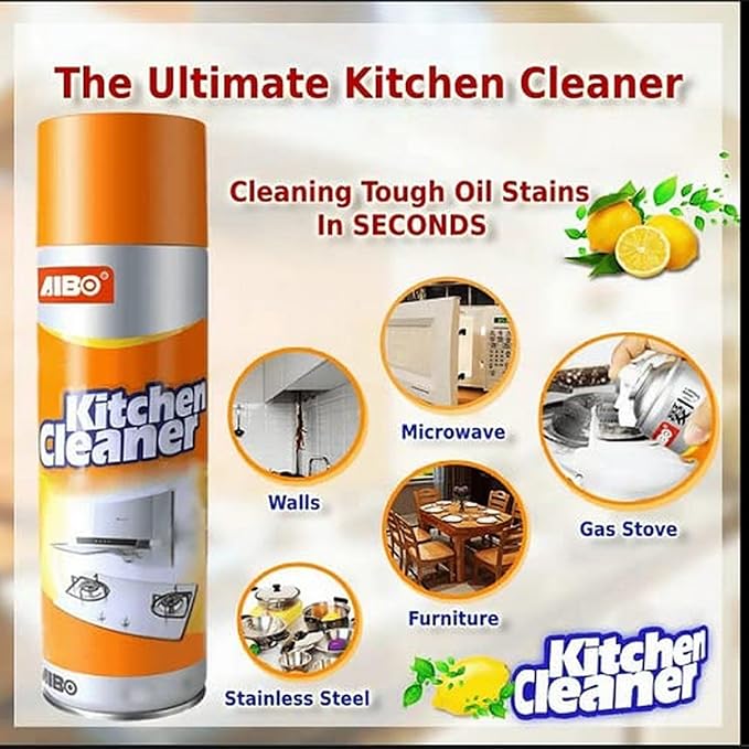 Multi-Purpose Foam Cleaner Kitchen Cleaner Spray Grease Stain Remover (Pack of 1) Oil Stain Kitchen Cleaner with Fragrance Removes Unwanted Stains