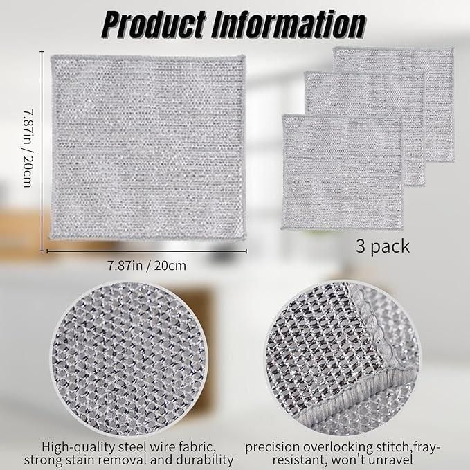 Multipurpose Wire Dishwashing Rags (Pack of 10) – Non-Scratch, Reusable Cleaning Cloths for Wet & Dry Use