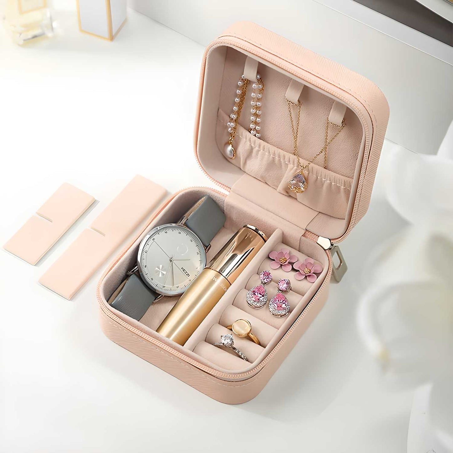 Portable Travel Jewellery Organizer Pouch – Compact Storage Case for Earrings, Rings & Necklaces