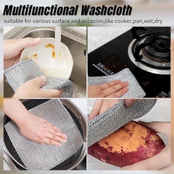 Multipurpose Wire Dishwashing Rags (Pack of 10) – Non-Scratch, Reusable Cleaning Cloths for Wet & Dry Use