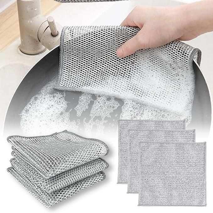 Multipurpose Wire Dishwashing Rags (Pack of 10) – Non-Scratch, Reusable Cleaning Cloths for Wet & Dry Use