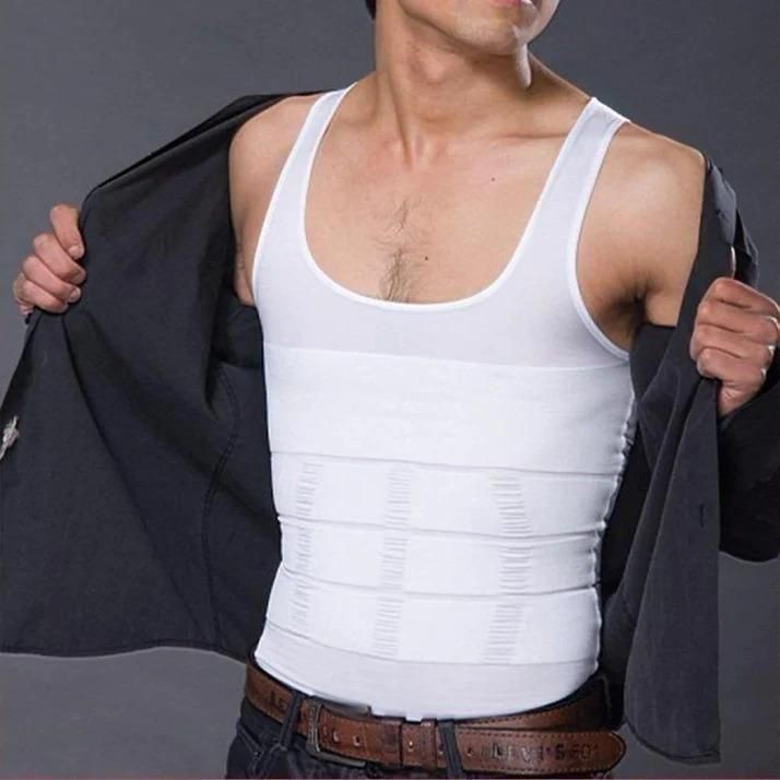 Men’s Solid Compression FlexVest – Slimming Body Shaper for Abdomen & Back Support