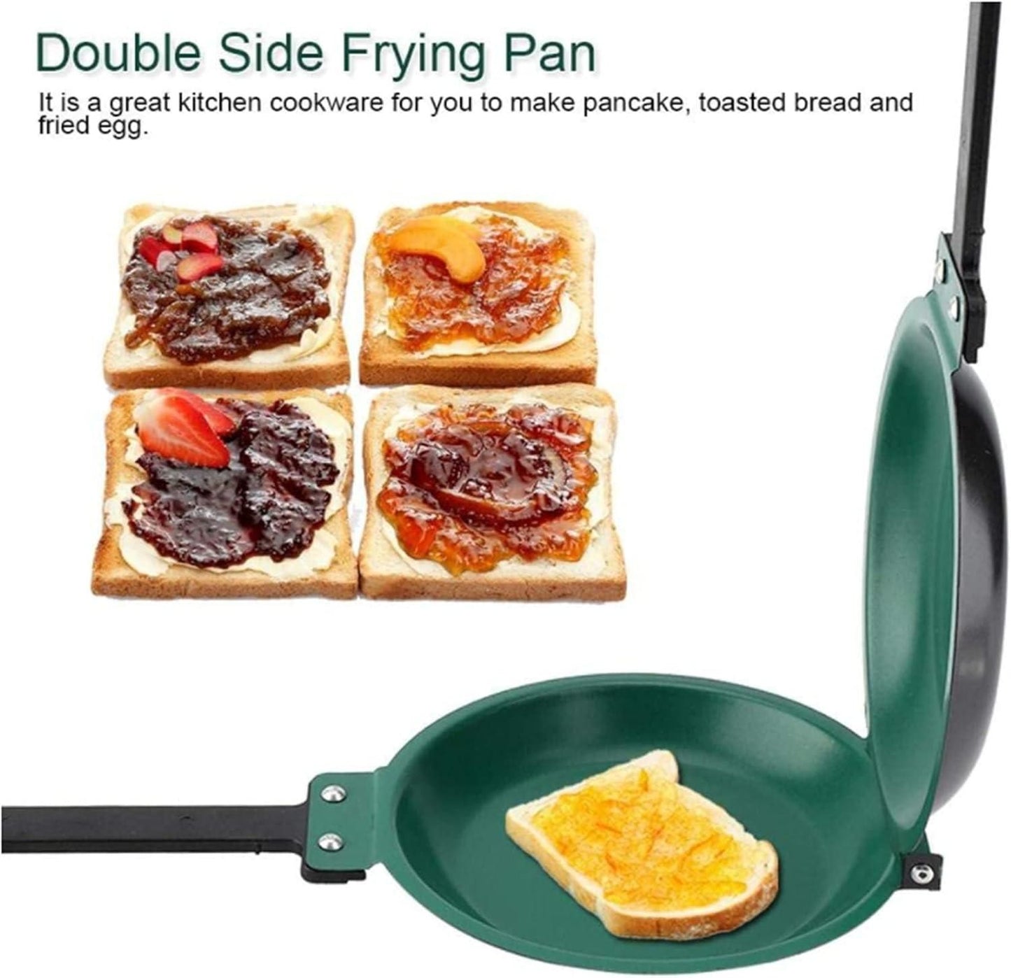 Double-Sided Nonstick Frying Pan – Foldable Iron Pan with Non-Stick Coating, 36x19x4 cm