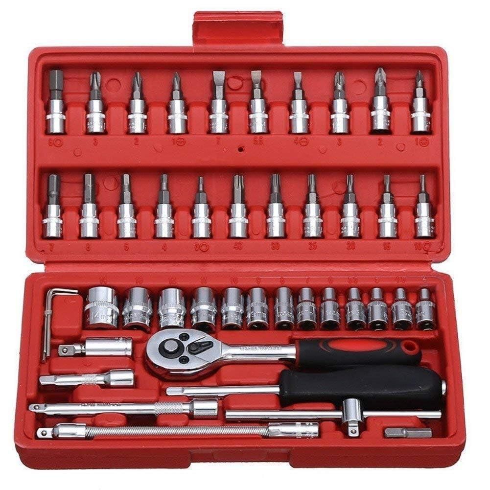 46-in-1 Multi-Purpose Hand Tool Kit – Screwdriver, Socket & Ratchet Wrench Set with Precision Bits in Carry Case