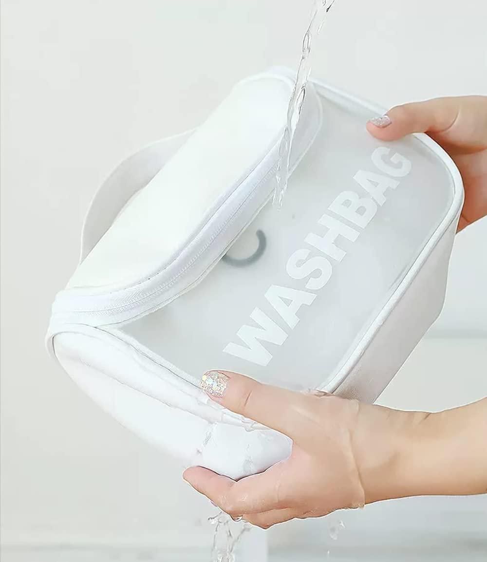 Portable PU Leather Cosmetic Wash Bag – Travel Makeup Organizer with Zipper, Waterproof & Durable Design