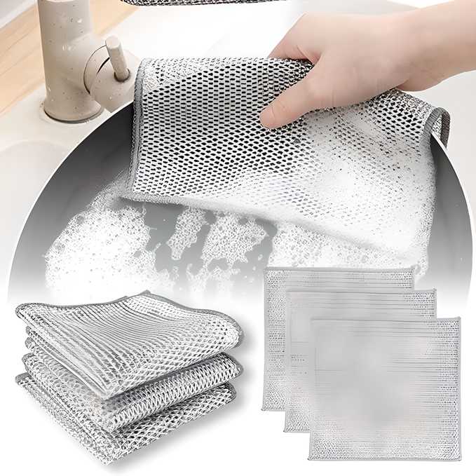 Multipurpose Wire Dishwashing Rags (Pack of 10) – Non-Scratch, Reusable Cleaning Cloths for Wet & Dry Use