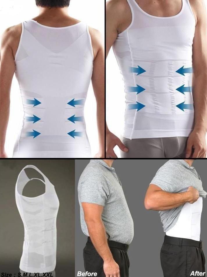 Men’s Solid Compression FlexVest – Slimming Body Shaper for Abdomen & Back Support
