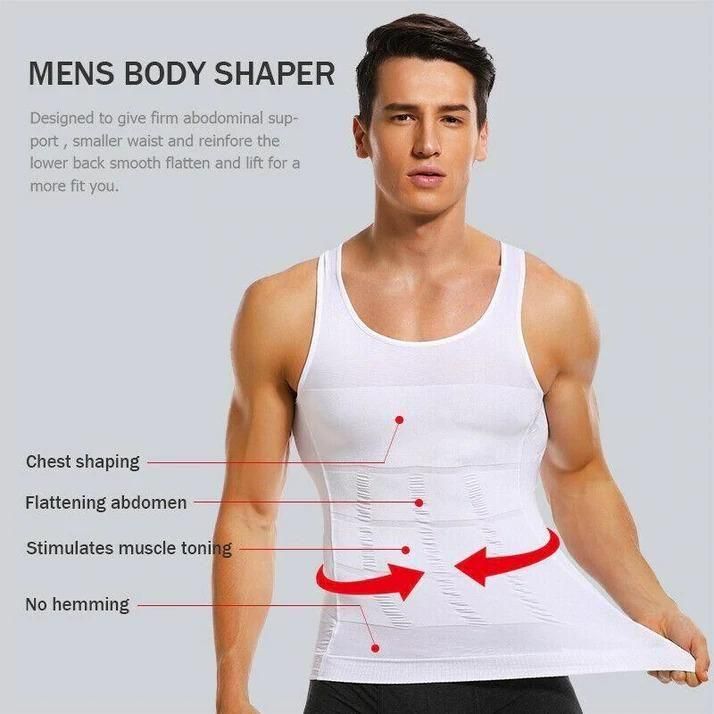 Men’s Solid Compression FlexVest – Slimming Body Shaper for Abdomen & Back Support