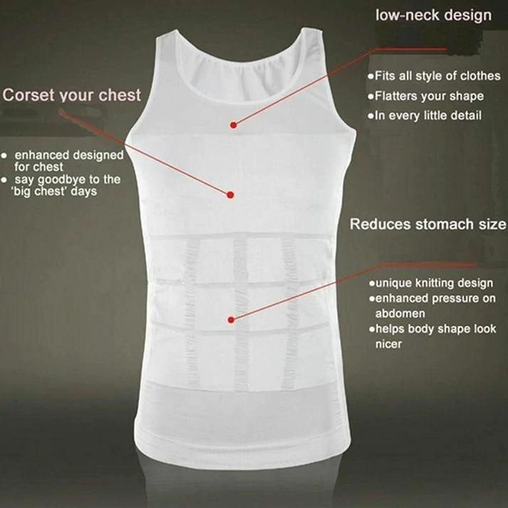 Men’s Solid Compression FlexVest – Slimming Body Shaper for Abdomen & Back Support