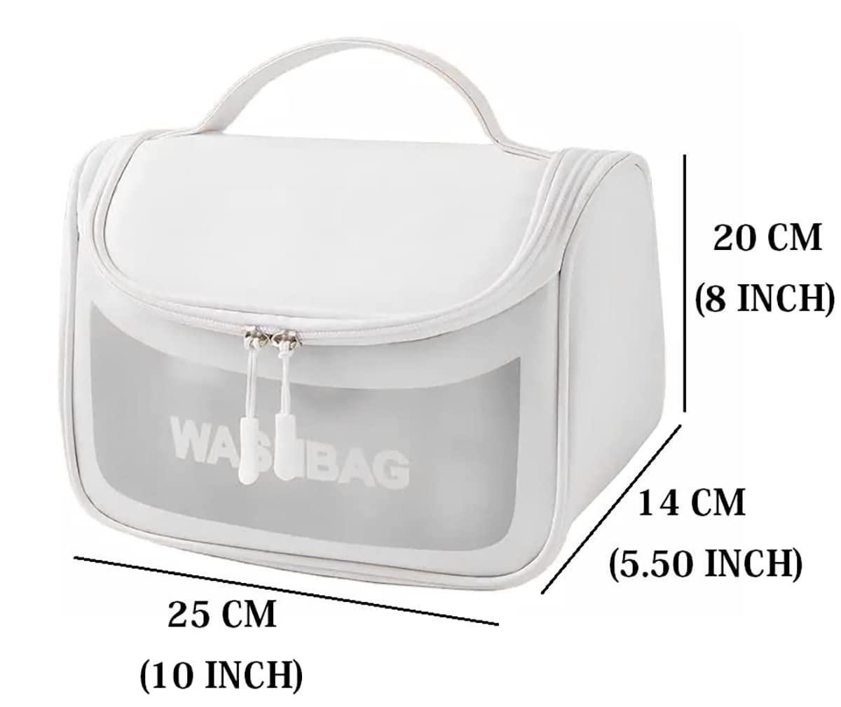 Portable PU Leather Cosmetic Wash Bag – Travel Makeup Organizer with Zipper, Waterproof & Durable Design