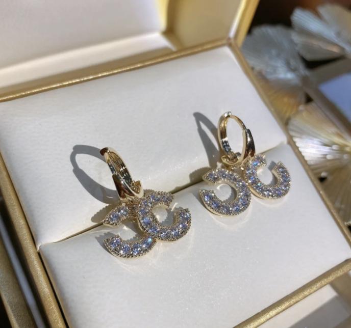 AVR JEWELS Gold & Silver Plated Hoop Double C Drop Earrings – Stylish Jewelry for Girls & Women