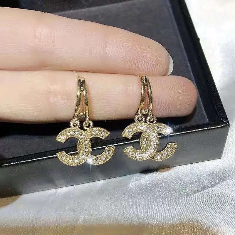 AVR JEWELS Gold & Silver Plated Hoop Double C Drop Earrings – Stylish Jewelry for Girls & Women