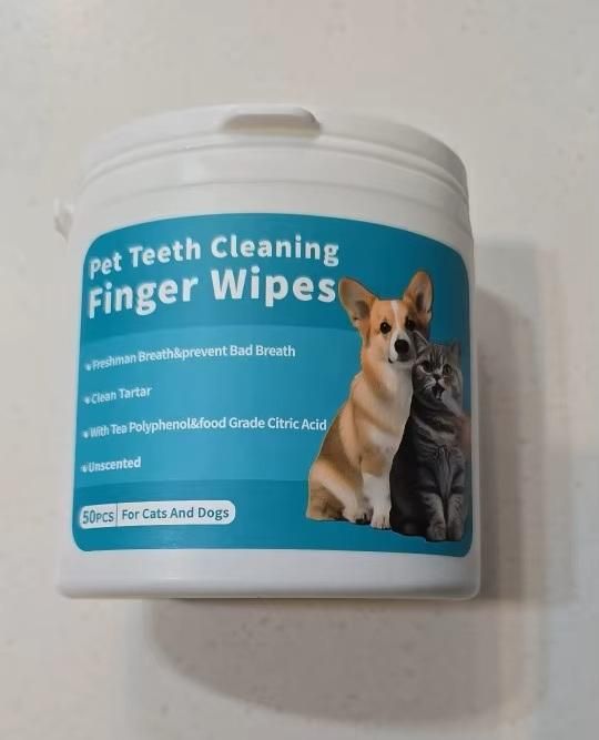 50 Pcs Pet Wet Wipes – Disposable Dog Finger Toothbrush & Cat Teeth Cleaning Wipes for Oral Health Care