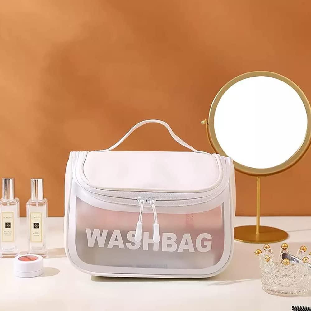 Portable PU Leather Cosmetic Wash Bag – Travel Makeup Organizer with Zipper, Waterproof & Durable Design