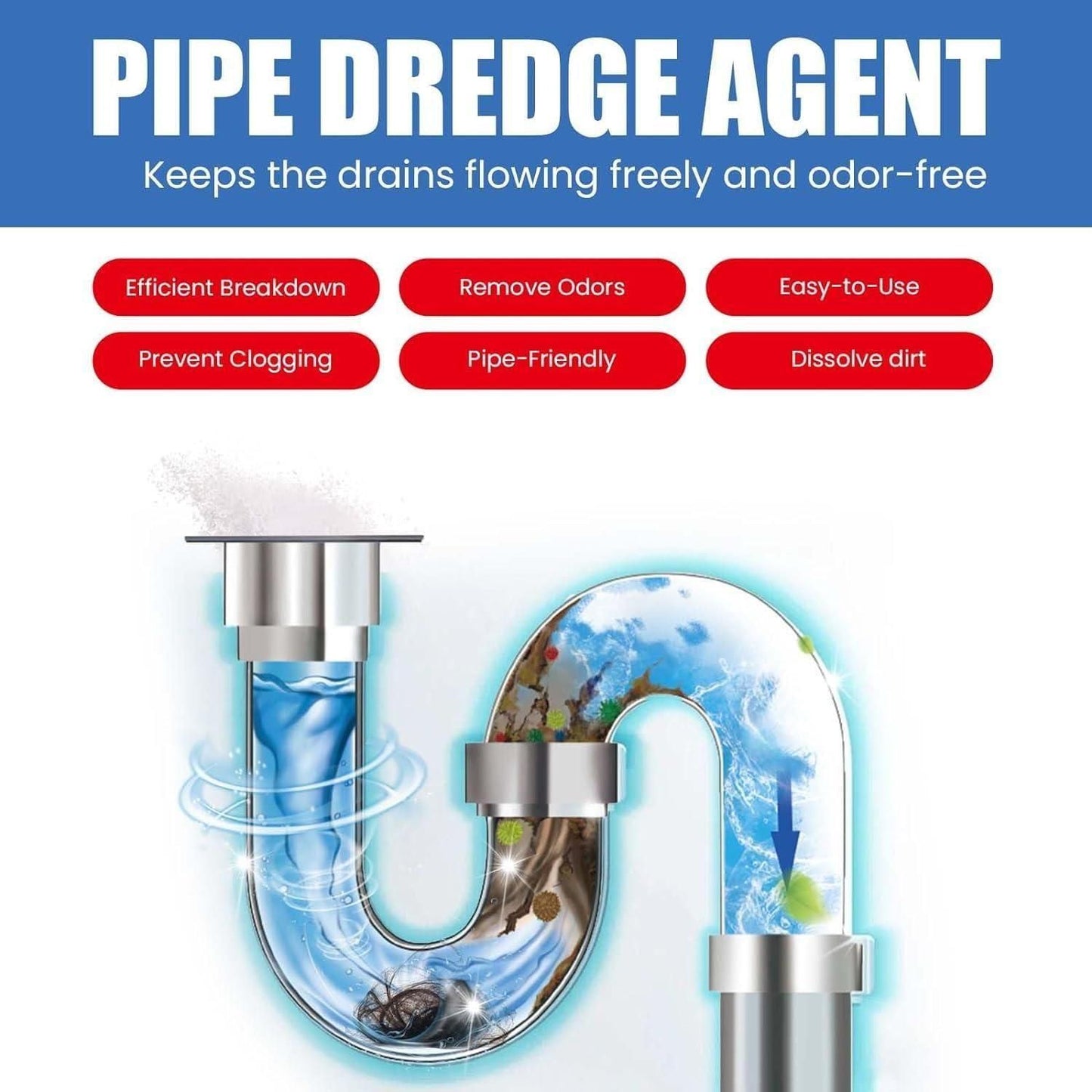 Kitchen Pipe Dredging Cleaning Agent (260g) – Powerful Drain Cleaner for Clogs, Grease & Odor Removal