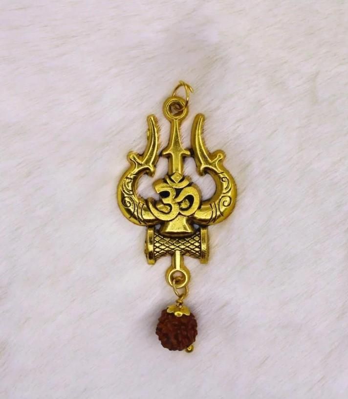 Panchmukhi Rudraksha Om Trishul Mala – Spiritual Shiv Pendant Necklace for Meditation & Protection