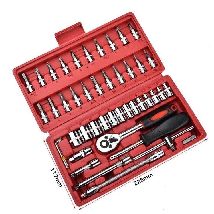 46-in-1 Multi-Purpose Hand Tool Kit – Screwdriver, Socket & Ratchet Wrench Set with Precision Bits in Carry Case