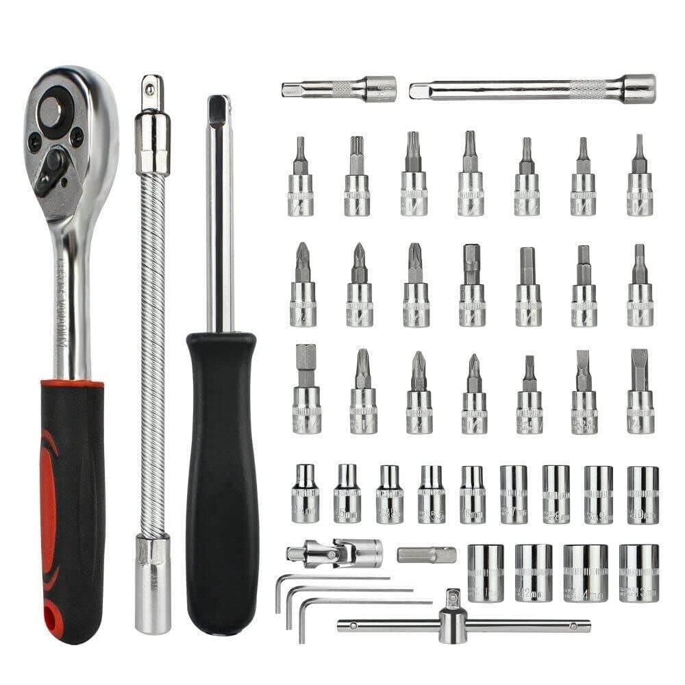 46-in-1 Multi-Purpose Hand Tool Kit – Screwdriver, Socket & Ratchet Wrench Set with Precision Bits in Carry Case