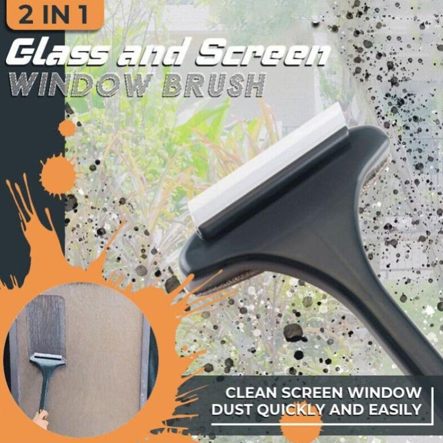 Brush 2 In 1 Mesh Cleaning Brush Wiper With Extended Handle Window Cleaning Brush Net Cleanermagic Window Cleaner Brush Window Mesh Cleaner (1 Pc)