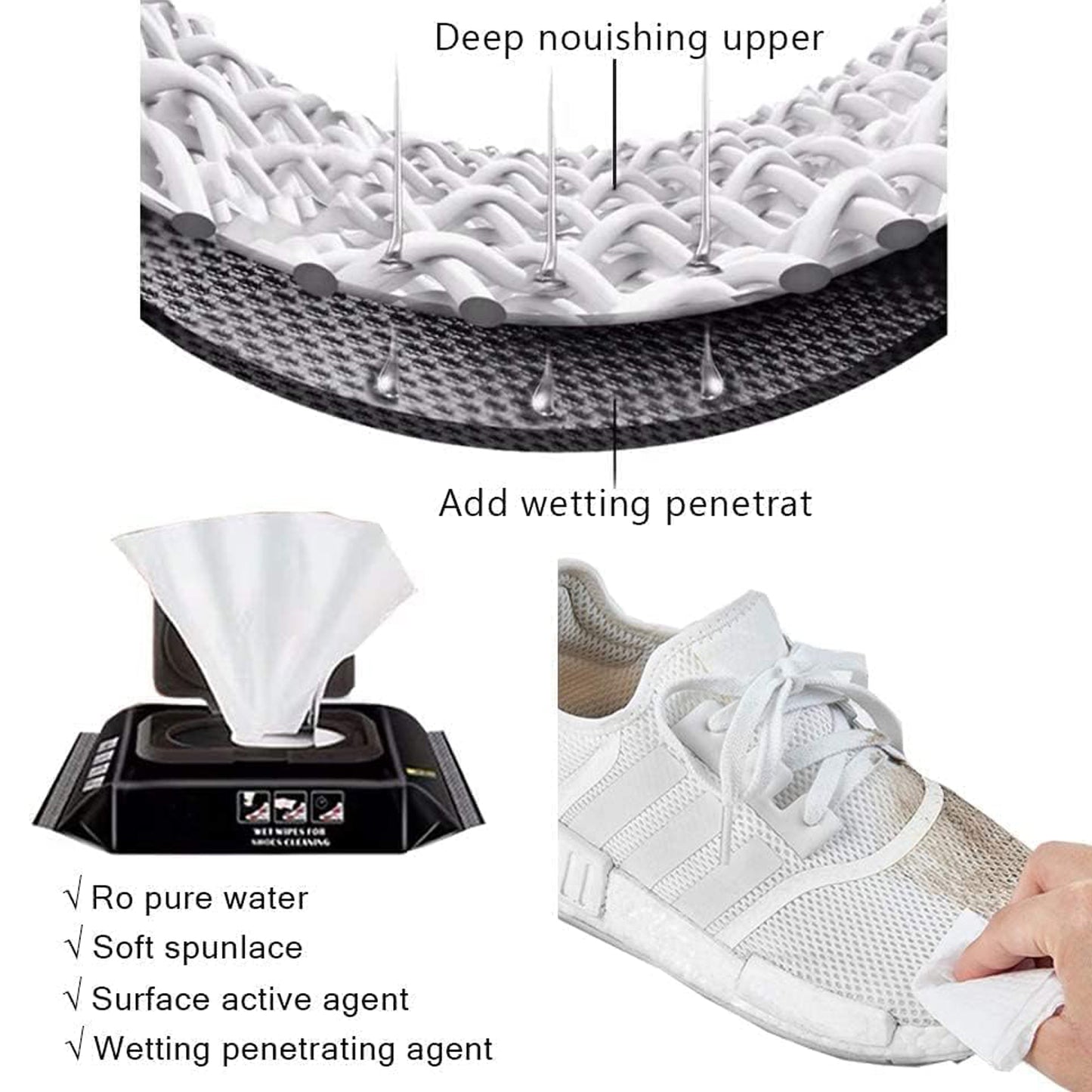 Shoe Cleaning Wet Wipes Fast Scrubbing Shoes Cleaning Tissue Sneakers Non-woven Detergent Quick Wipes Disposable Travel Portable Removes Dirt Stains