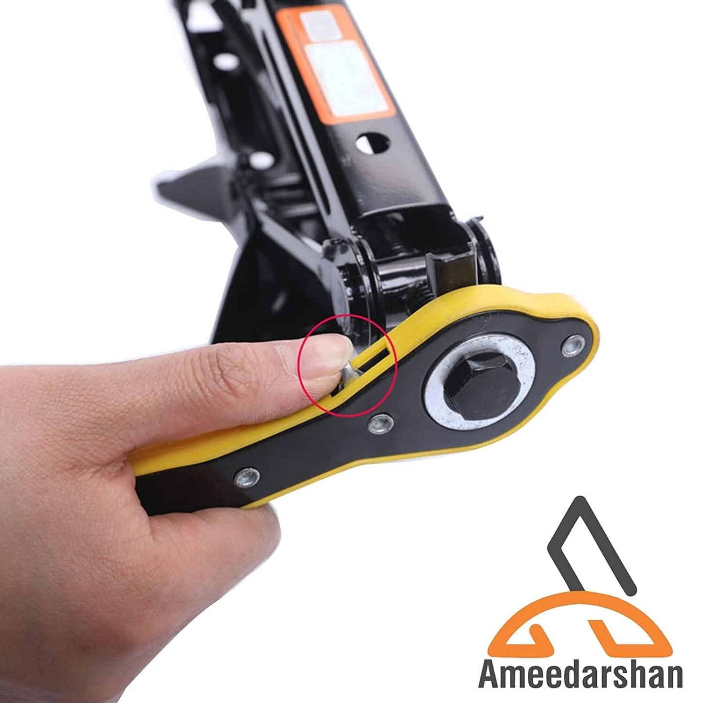 Car Jack and 360° Rotating Head Ratchet Wrench – Ergonomic Design for Easy Tire Changes