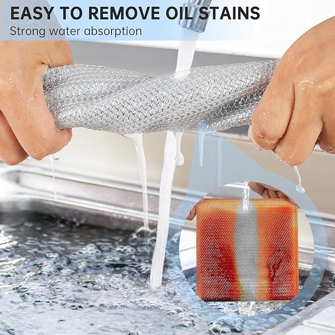 Multipurpose Wire Dishwashing Rags (Pack of 10) – Non-Scratch, Reusable Cleaning Cloths for Wet & Dry Use