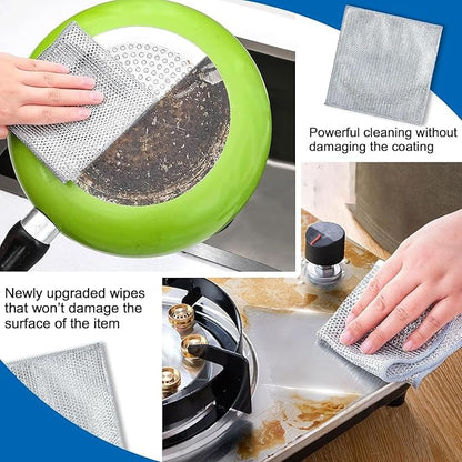 Multipurpose Wire Dishwashing Rags (Pack of 10) – Non-Scratch, Reusable Cleaning Cloths for Wet & Dry Use