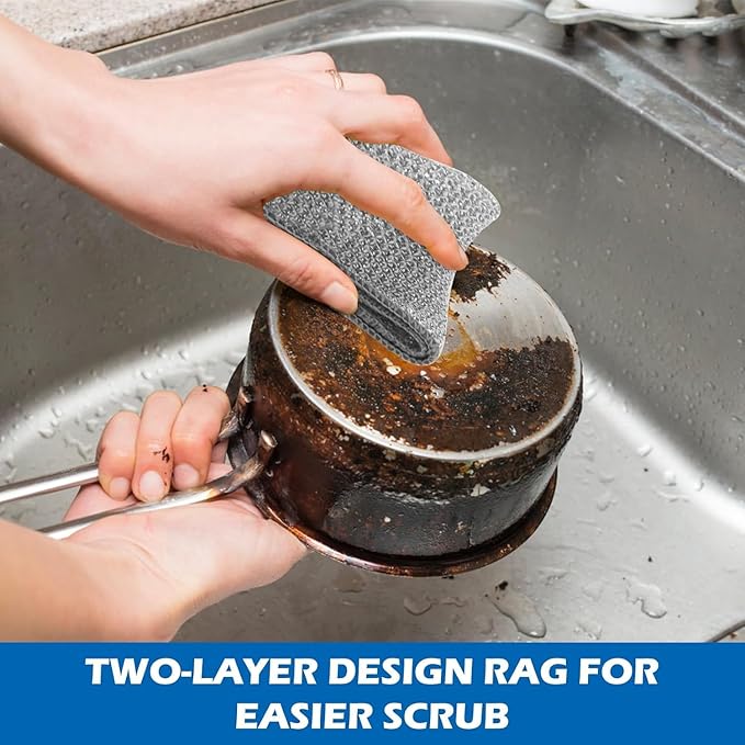 Multipurpose Wire Dishwashing Rags (Pack of 10) – Non-Scratch, Reusable Cleaning Cloths for Wet & Dry Use