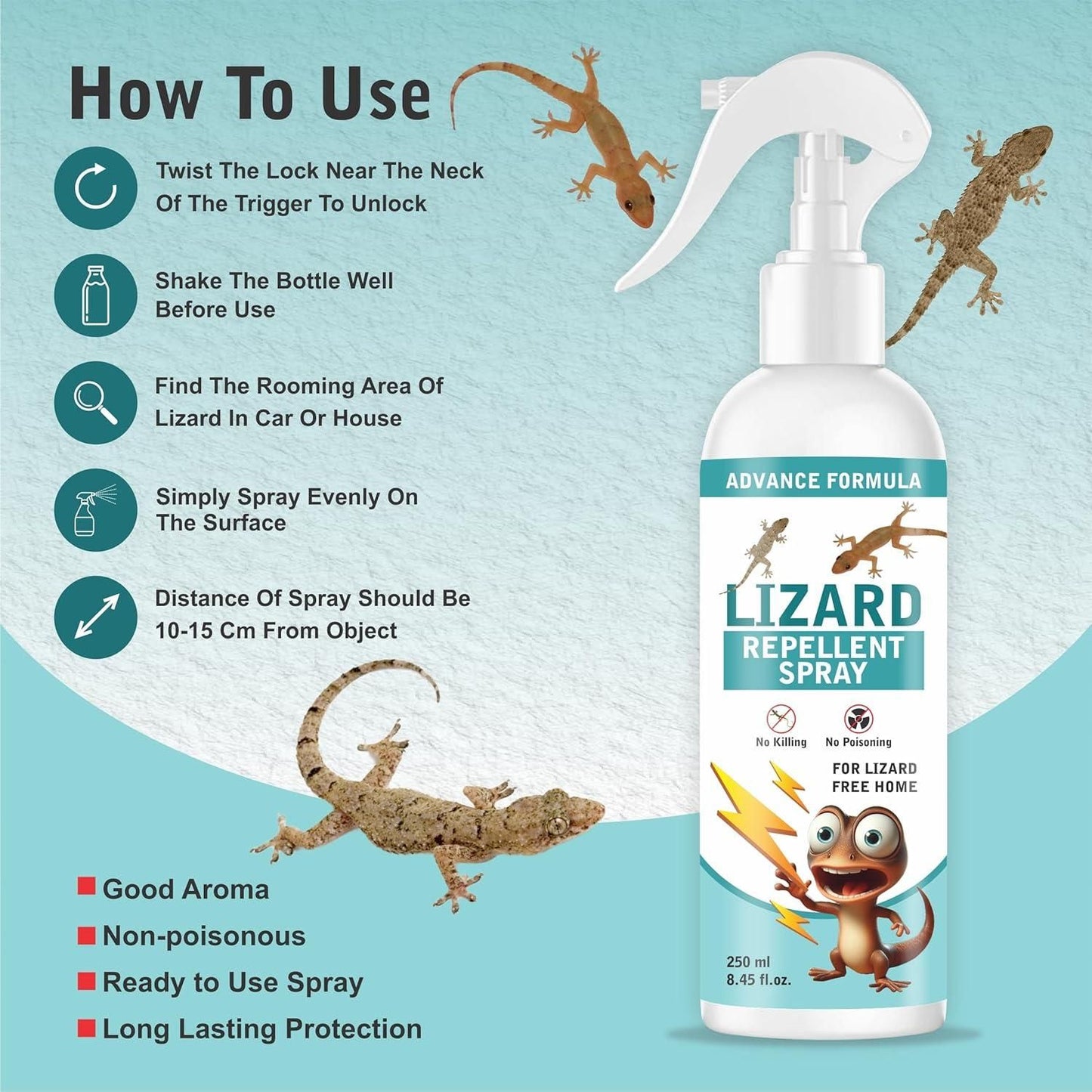 Lizard Repellent for Home Spray Pest Control 250ML (Buy 1 Get 1 Free)