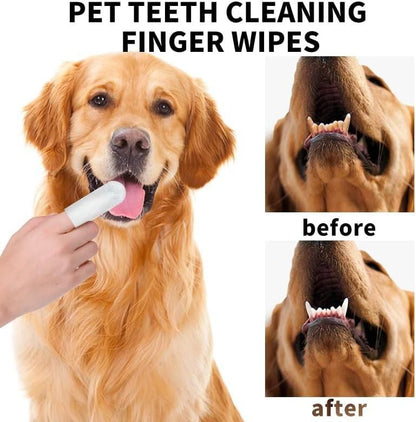 50 Pcs Pet Wet Wipes – Disposable Dog Finger Toothbrush & Cat Teeth Cleaning Wipes for Oral Health Care