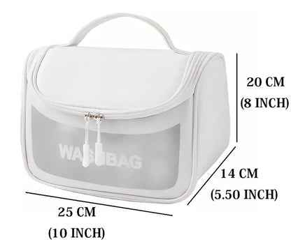 Portable PU Leather Cosmetic Wash Bag – Travel Makeup Organizer with Zipper, Waterproof & Durable Design