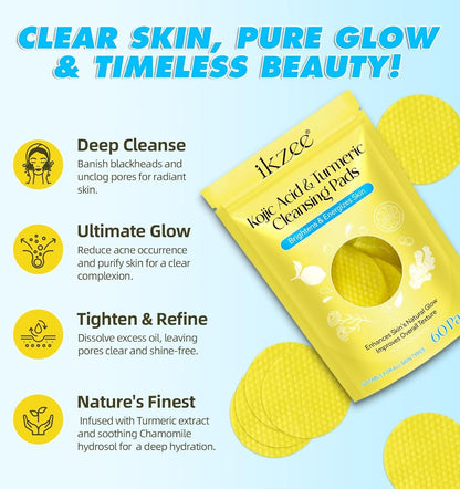 KojicClear™ - Turmeric Kojic Acid Cleansing Pads ( Pack Of 20)