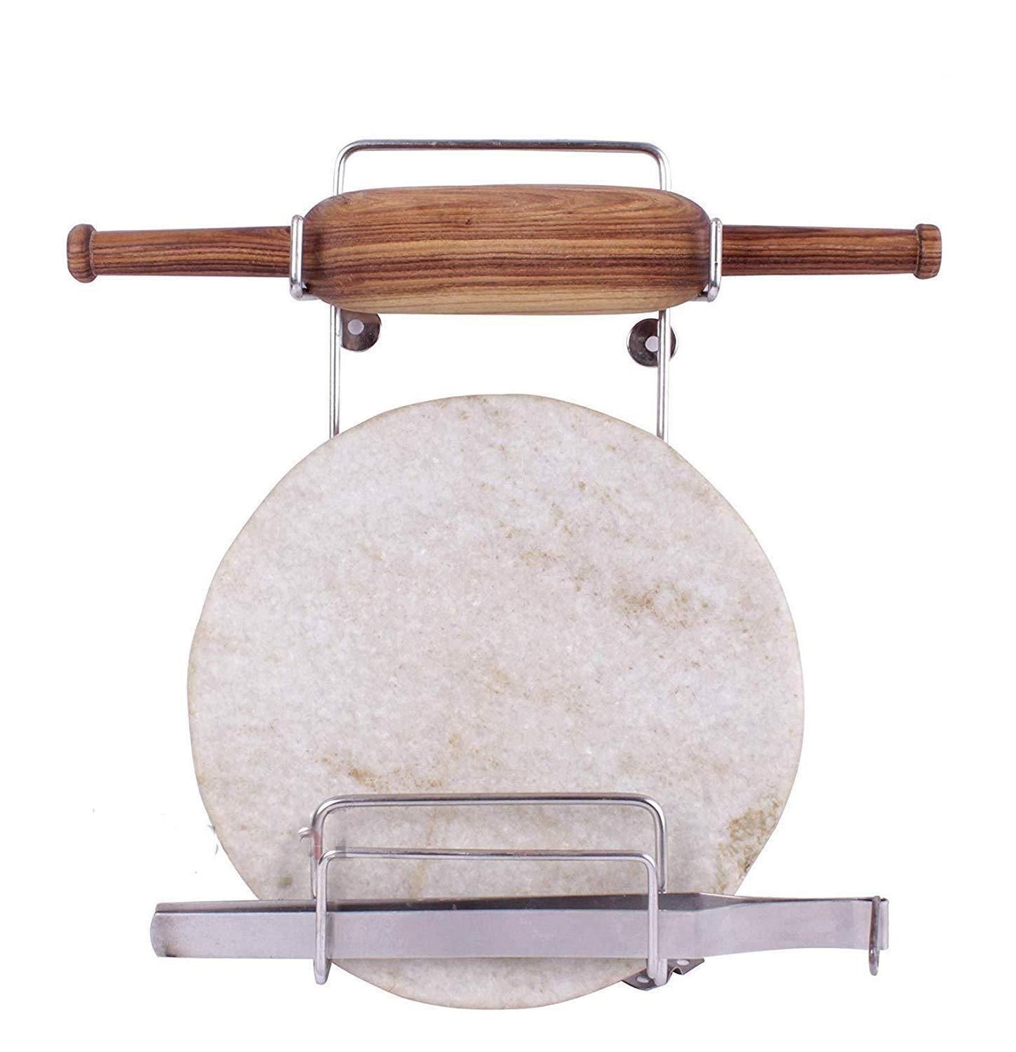 Stainless Steel Rolling Pin Holder | Chakla Belan Stand with Hardware | Space-Saving Kitchen Organizer | Rust-Resistant & Easy Clean | for All Rolling Pin & Board