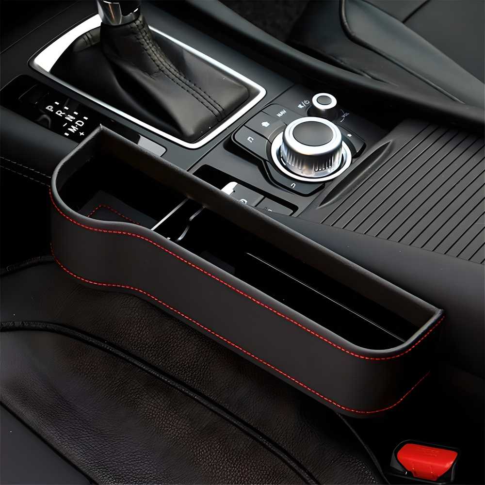 PU Leather Car Seat Side Organizer – Console Gap Filler with Pocket Storage, Assorted Colors