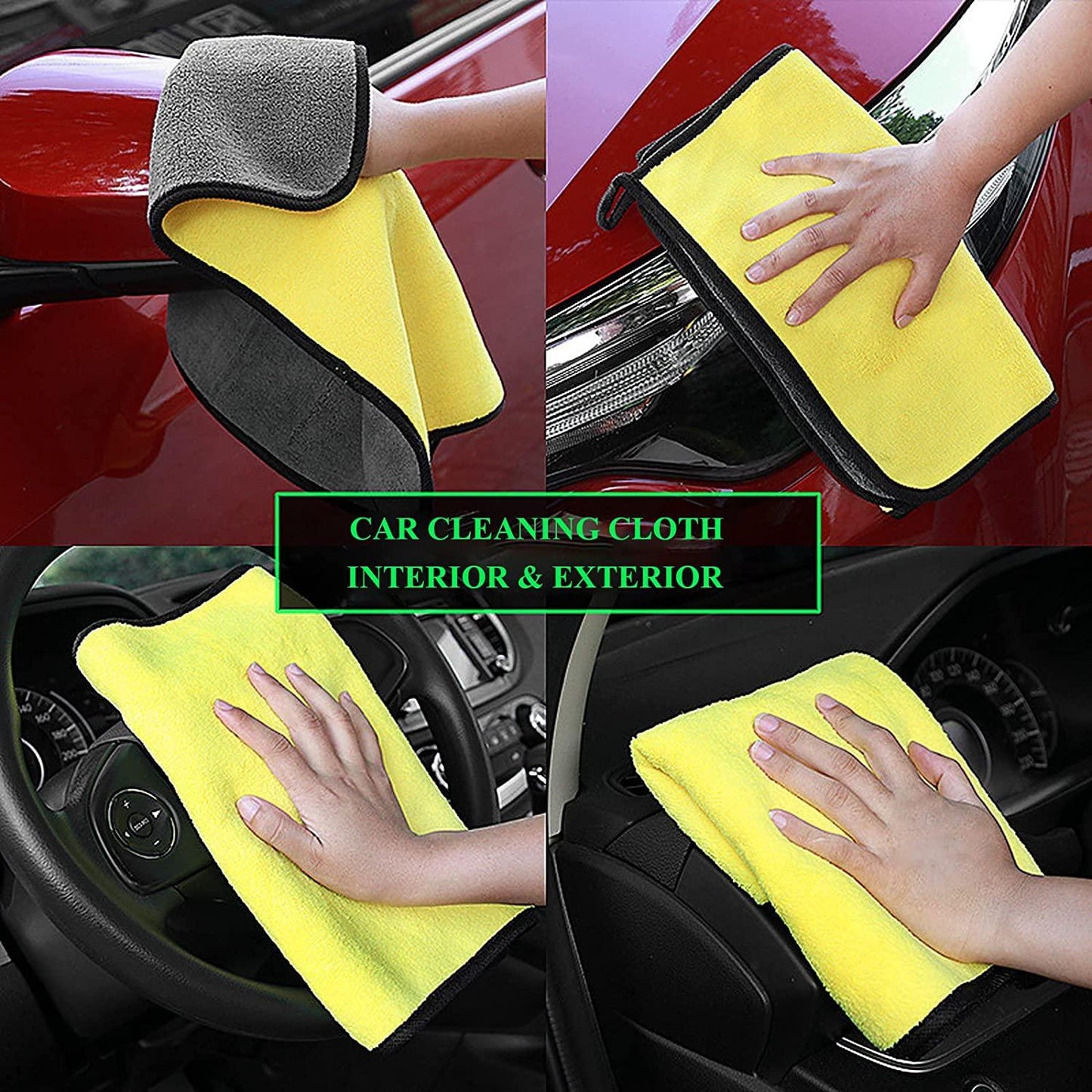 Microfibre Cloth (60x30 cm + 30x30 cm) ,Thick Plush Lint & Streak-Free