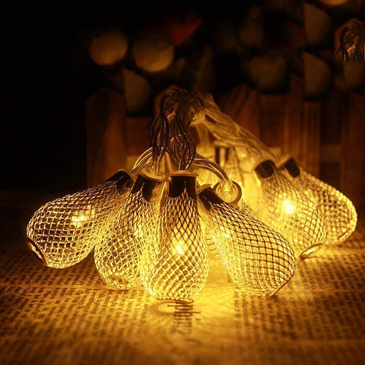 16 Led Golden Metal Rain Drop Copper String Fairy Light for Decoration - Warm White - VirtuMart