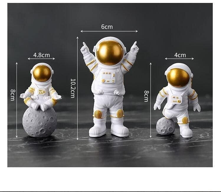 Astronaut Spaceman Statue Ornament Home Office Desktop Figurine Decors Set of 3 - Golden - VirtuMart
