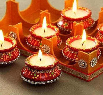 Clay Mataki Wax Diya - Set of 4 - VirtuMart