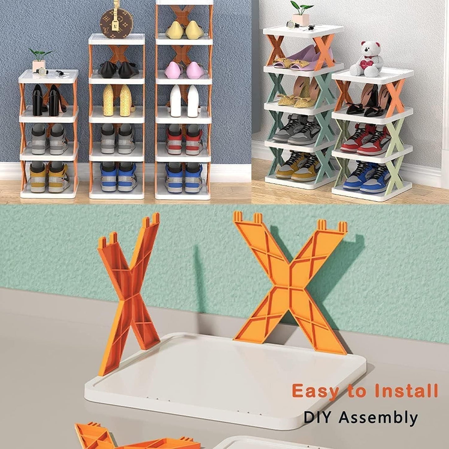 DIY Plastic Assembly Shoe Shelf Stackable Shoe Rack - VirtuMart