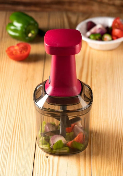 Food Chopper - Steel Large Manual Hand-Press Vegetable Chopper Mixer Cutter - VirtuMart