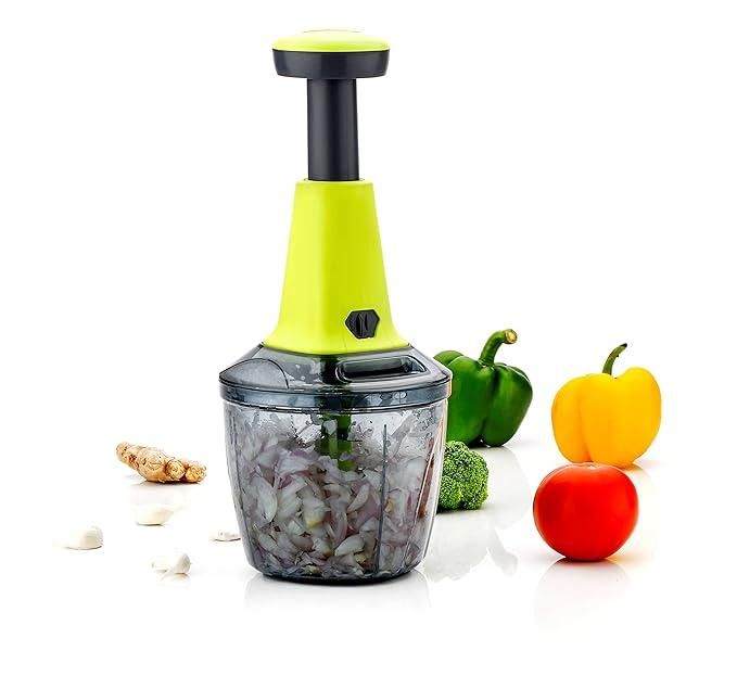 Food Chopper - Steel Large Manual Hand-Press Vegetable Chopper Mixer Cutter - VirtuMart