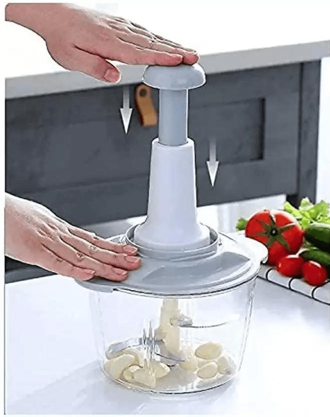 Food Chopper, Steel Large Manual Hand-Press Vegetable Chopper