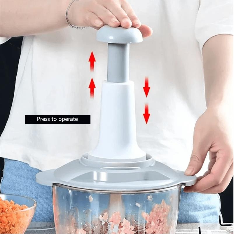 Food Chopper, Steel Large Manual Hand-Press Vegetable Chopper Mixer Cutter to Cut Onion, Salad, Tomato, Potato - VirtuMart