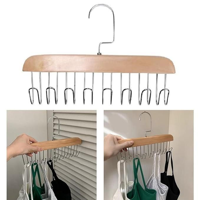 Multifunctional Wooden Hanger with Metal Hooks (Pack of 1) - VirtuMart