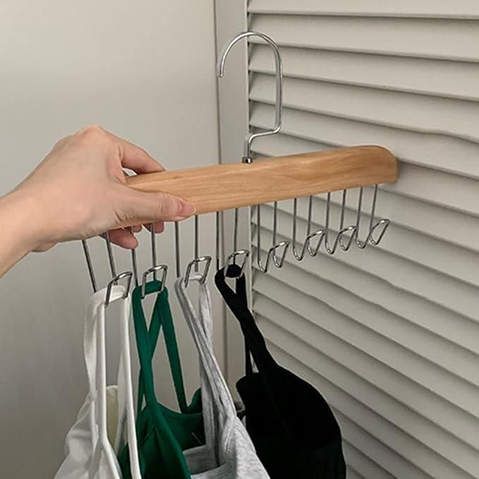 Multifunctional Wooden Hanger with Metal Hooks (Pack of 1) - VirtuMart