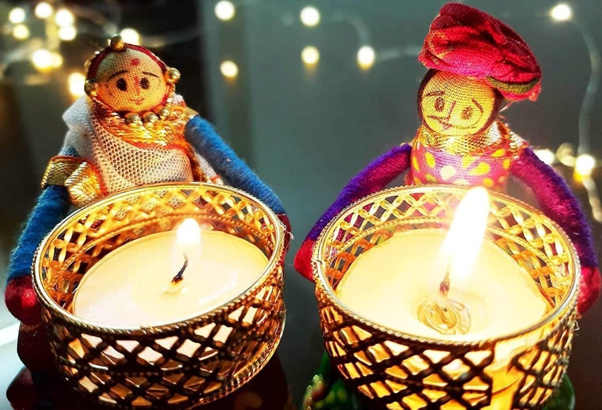 Puppet Tealight Holder (Multicolor, Pack of 4) - VirtuMart
