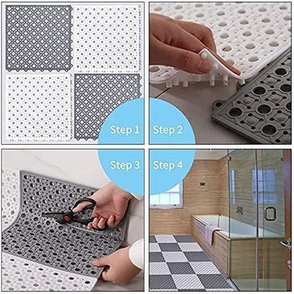 Rubber Bath Mat with Drain Holes and Drainage Pack of 6 - VirtuMart