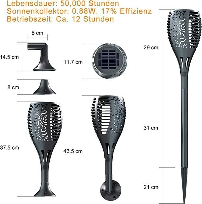 Solar Light Garden- Solar Light Flame Warm Light 96 LED Light Sensor - VirtuMart