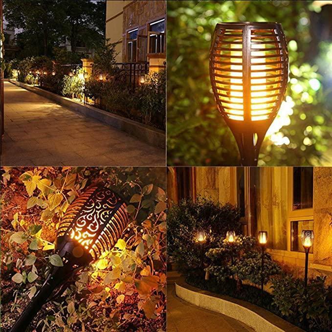 Solar Light Garden- Solar Light Flame Warm Light 96 LED Light Sensor - VirtuMart