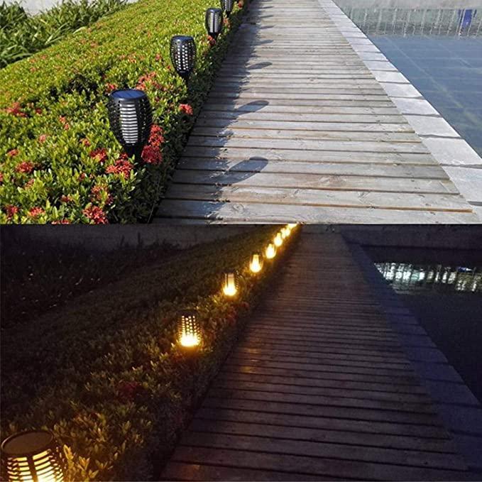 Solar Light Garden- Solar Light Flame Warm Light 96 LED Light Sensor - VirtuMart